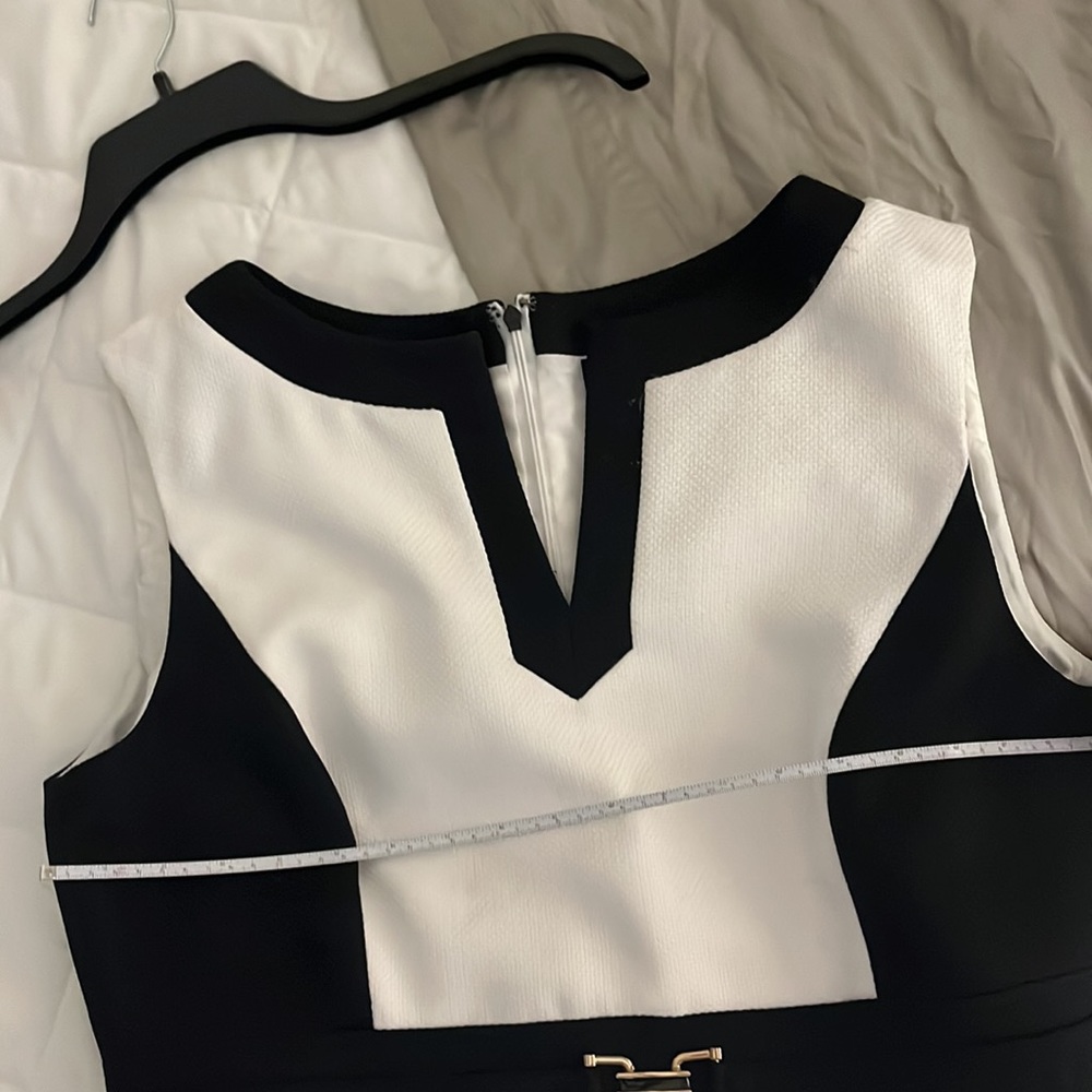 TAHARI ARTHUR S. LEVINE 👗Black & white cocktail dress  Size 12 in 💕condition - Picture 9 of 12